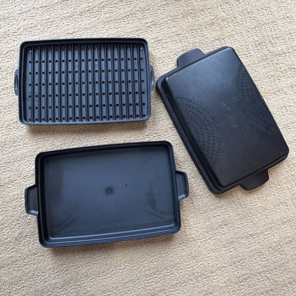 Pampered Chef Microwave Steamer Micro-Cooker Bacon Veggie 3-Piece Set #1146 - Picture 1 of 3